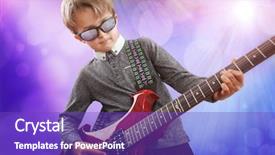  Presentation with talent development - Presentation design featuring rock music school talent background and a violet colored foreground