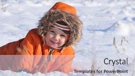  Presentation with snow - PPT theme having boy playing in the snow background and a  colored foreground