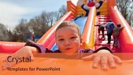  Presentation with little boy - Theme having boy playing on inflatable slide background and a  colored foreground