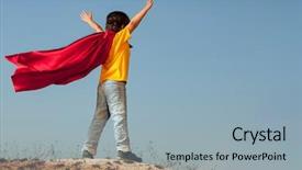  Presentation with cartoon superhero - Presentation theme with action cartoon - boy playing superheroes background and a light blue colored foreground