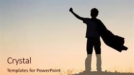  Presentation with superhero - Beautiful slide deck featuring teenage superhero in a red backdrop and a lemonade colored foreground