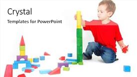  Presentation with building blocks - Beautiful presentation featuring boy playing with building blocks backdrop and a white colored foreground