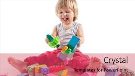  Presentation with blocks - Cool new presentation theme with boy playing with colorful blocks backdrop and a red colored foreground