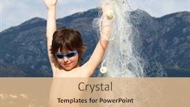  Presentation with fishing net - PPT theme with boy playing with fishing net background and a lemonade colored foreground