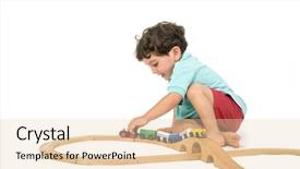  Presentation with white blue vapor trail - Slides featuring boy playing with toy train background and a lemonade colored foreground