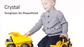 Presentation with trucks - PPT layouts featuring boy playing with toy trucks background and a white colored foreground