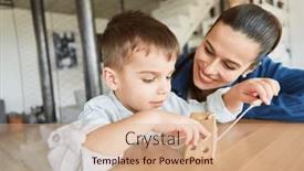  Presentation with supervision - Presentation theme enhanced with boy-playing-with-wooden-toys background and a coral colored foreground