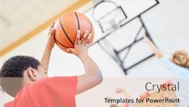  Presentation with physical education - Slide set having boy-plays-basketball-in-training background and a lemonade colored foreground