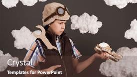  Presentation with dreams - Audience pleasing slide set consisting of boy-plays-with-a-cardboard backdrop and a tawny brown colored foreground