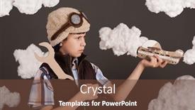  Presentation with cardboard or brown board paper - PPT theme having boy-plays-with-a-cardboard background and a tawny brown colored foreground