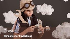  Presentation with dreams - Presentation theme consisting of boy-plays-with-a-cardboard background and a tawny brown colored foreground