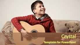  Presentation with soft toy for babies - Presentation design enhanced with boy plays with an acoustic background and a tawny brown colored foreground