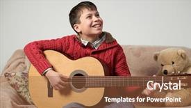  Presentation with acoustic - Beautiful slides featuring boy plays with an acoustic backdrop and a tawny brown colored foreground