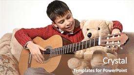  Presentation with soft toy for babies - PPT layouts having boy plays with an acoustic background and a coral colored foreground