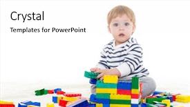  Presentation with building blocks - Cool new slides with boy plays with children blocks backdrop and a white colored foreground
