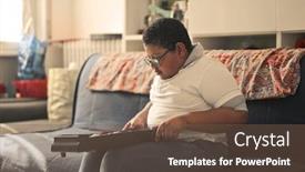  Presentation with home - Presentation theme enhanced with boy-plays-with-pinball background and a tawny brown colored foreground