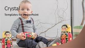  Presentation with russian doll - Colorful slides enhanced with boy plays with russian nest backdrop and a light gray colored foreground
