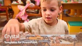  Presentation with railroad - Beautiful presentation design featuring boy plays with toy railroad backdrop and a coral colored foreground
