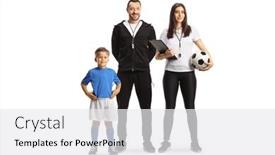  Presentation with football coach - PPT layouts consisting of boy-posing-next background and a white colored foreground
