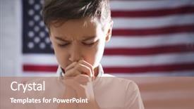  Presentation with american flag and eagle - Theme consisting of boy praying on american flag background and a coral colored foreground