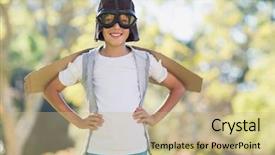  Presentation with aviation - Theme consisting of boy pretending to be an aviation pilot in park background and a coral colored foreground