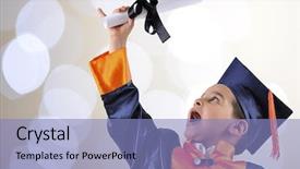  Presentation with graduation kids - Amazing presentation theme having boy proudly wearing his graduation backdrop and a light blue colored foreground