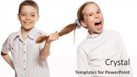  Presentation with conflict - Slide set having boy pulls the girl's hair isolated on white background children's conflict background and a sky blue colored foreground