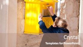  Presentation with brown and yellow - Cool new theme with boy puts letter into yellow backdrop and a coral colored foreground