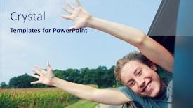  Presentation with hands down - Cool new presentation design with boy-putting-his-heads backdrop and a sky blue colored foreground