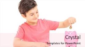  Presentation with money transfer applications - Colorful presentation theme enhanced with boy putting money backdrop and a lemonade colored foreground