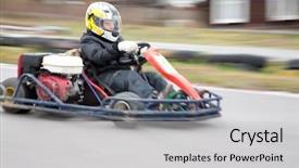  Presentation with racing - Colorful slides enhanced with boy raced on sport kart backdrop and a light gray colored foreground