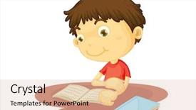  Presentation with vector - Amazing PPT theme having boy reading a book - eps backdrop and a lemonade colored foreground