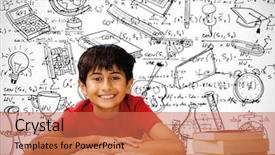  Presentation with kids reading book - Audience pleasing slides consisting of boy reading book in library backdrop and a coral colored foreground