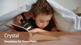  Presentation with reading - Presentation theme featuring boy reading under the covers background and a tawny brown colored foreground