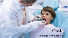  Presentation with dental child - Theme consisting of boy receiving dental treatment background and a light blue colored foreground