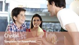  Presentation with ice cream cone - Amazing slide set having boy receiving vanilla ice cream backdrop and a coral colored foreground