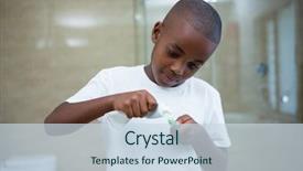  Presentation with toothpaste - Beautiful PPT theme featuring boy removing toothpaste on brush backdrop and a sky blue colored foreground