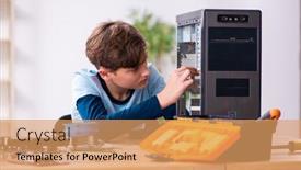  Presentation with workshop - Slide deck with boy-reparing-computers-at-workshop background and a yellow colored foreground