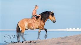  Presentation with horse child - Slides with boy-ride-a-horse background and a light blue colored foreground
