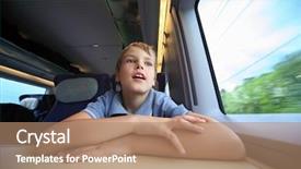  Presentation with rides - Audience pleasing theme consisting of boy rides in speed train backdrop and a coral colored foreground