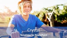  Presentation with vineyard - Colorful presentation theme enhanced with boy riding farm truck in vineyard backdrop and a ocean colored foreground