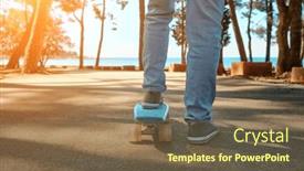  Presentation with outdoors - Presentation theme with boy-riding-skateboard-outdoors background and a violet colored foreground