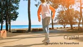  Presentation with child abuse in sports - Slides having boy-riding-skateboard-outdoors background and a coral colored foreground