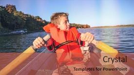  Presentation with rowing - Beautiful PPT theme featuring boy rowing a boat backdrop and a red colored foreground