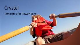  Presentation with rowing - Beautiful slides featuring boy rowing a boat backdrop and a teal colored foreground