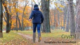  Presentation with beautiful nature - Audience pleasing PPT theme consisting of boy-running-through-the-park backdrop and a coral colored foreground