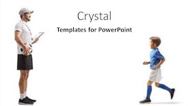  Presentation with football coach - Presentation design enhanced with boy-running-towards-a-football background and a white colored foreground