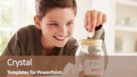  Presentation with saving - Theme enhanced with boy saving pocket money background and a tawny brown colored foreground