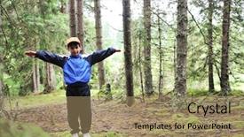 Presentation with boy scout - Theme featuring boy scout - kid in forest background and a coral colored foreground