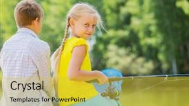  Presentation with boy scout - Beautiful presentation theme featuring boy scout - rear view of two children backdrop and a yellow colored foreground